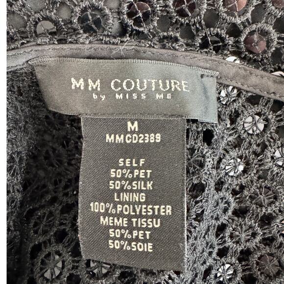 MM COUTURE by Miss Me Crochet Sequin Dress Size M Crochet Lace Maximalism - Picture 8 of 10
